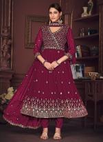 Georgette Dark Pink Wedding Wear Embroidery Work Readymade Anarkali Suit